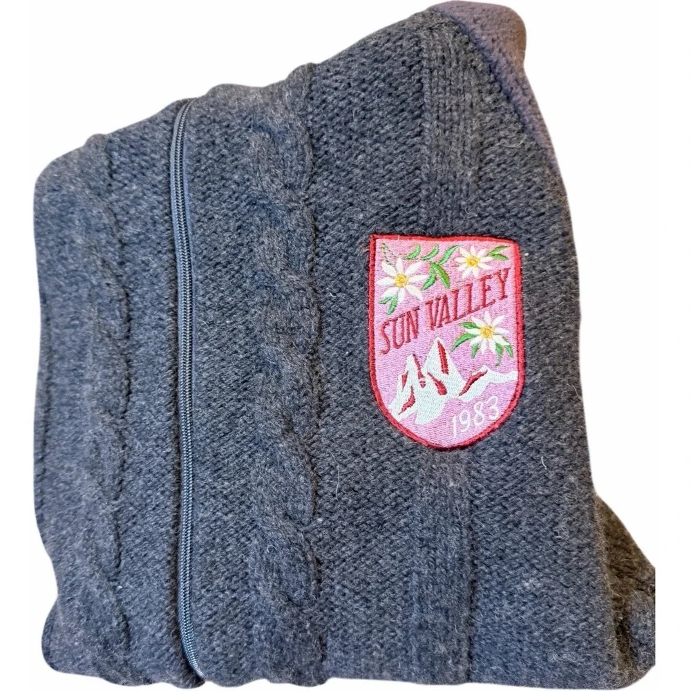 Sun‎ Valley Donna Gray Wool Mohair Full Zip Cardigan Sweater Jacket Womens M Ski